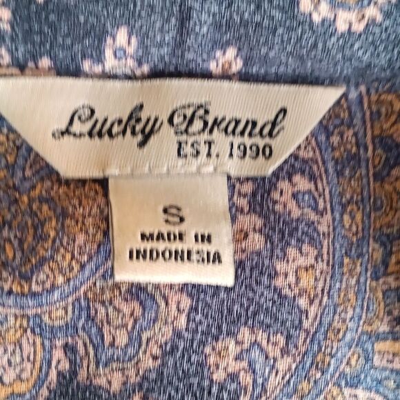 Lucky Brand Women Blue Paisly Print Long Sleeve Button Down Shirt Sz S - Picture 8 of 10